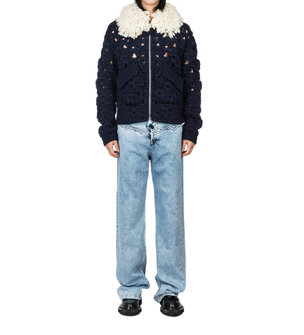 STEFAN COOKE CABLE CORDED JEANS WASHED BLUE