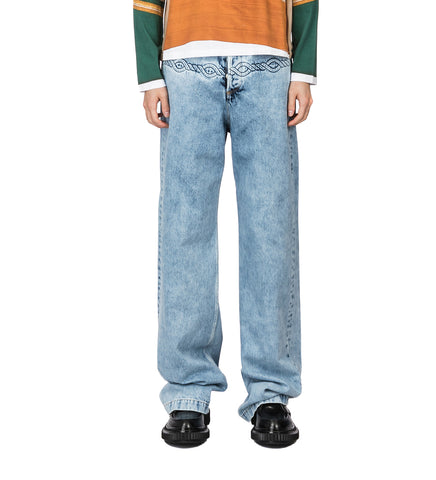 STEFAN COOKE CABLE CORDED JEANS WASHED BLUE