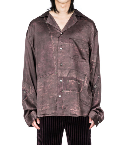 SOWENO LS BUTTONS PRINT BROWN