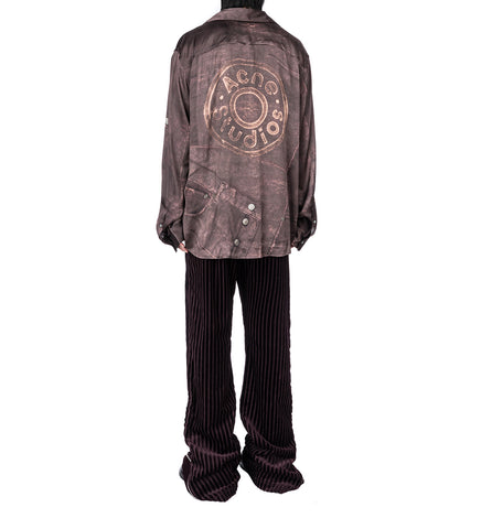 SOWENO LS BUTTONS PRINT BROWN