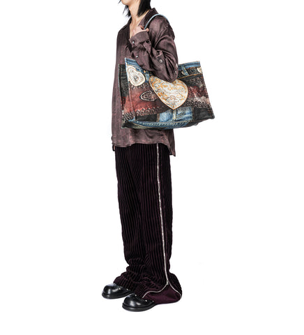 SOWENO LS BUTTONS PRINT BROWN