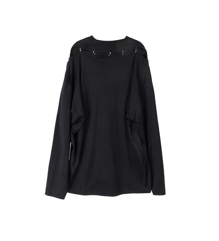 PIERCING LONG SLEEVE TEE SHIRT BLACK