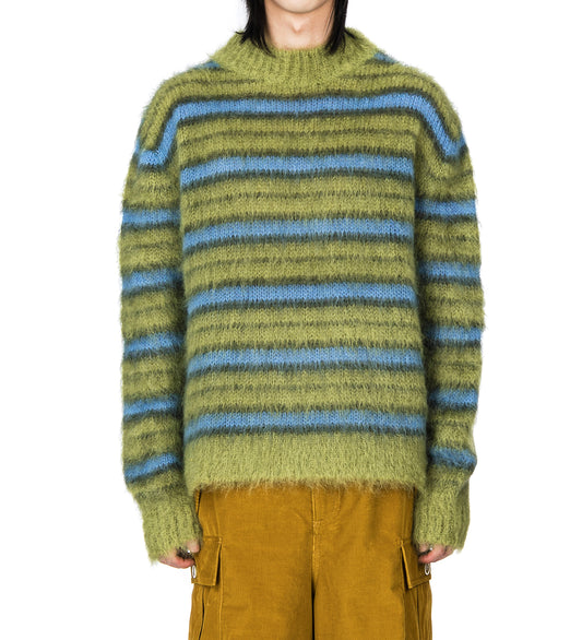 GREEN STRIPED MOHAIR SWEATER ACID