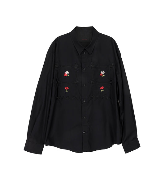 CLASSIC FIT SHIRT W/ CAKE EMBROIDERY BLACK