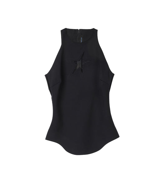 STAR SLEEVELESS TOP BLACK