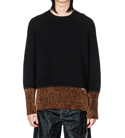 BROWN TRIM KNIT BLACK