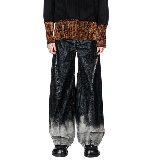 GARMENT DYED FLOCKED TROUSER BLACK MULTI