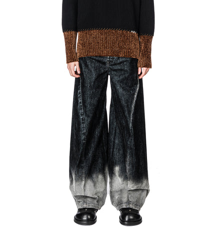 GARMENT DYED FLOCKED TROUSER BLACK MULTI