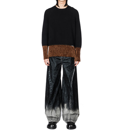 GARMENT DYED FLOCKED TROUSER BLACK MULTI