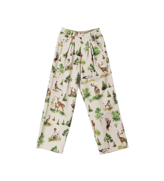 ULTRAWIDEPLEATED ANIMAL PRINT FOREST ANIMALS