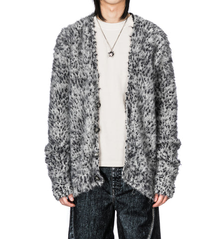 BRUSHED ALPACA CARDIGAN GREY MULTI