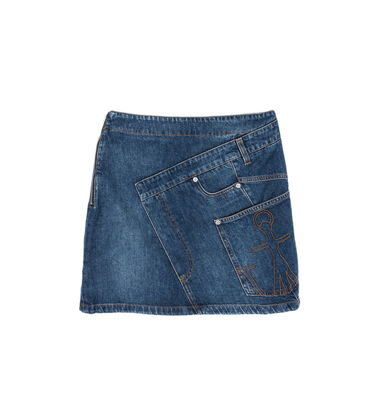 TWISTED MINI SKIRT BLUE