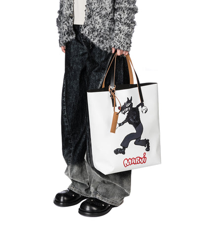 WOLF TOTE BAG BLACK/WHITE
