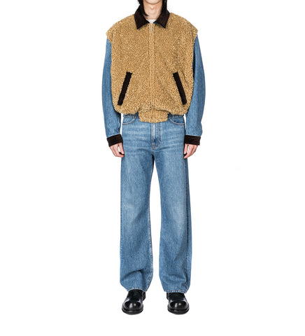 DENIM TROUSERS WITH VELVET WAISTBAND BLUE