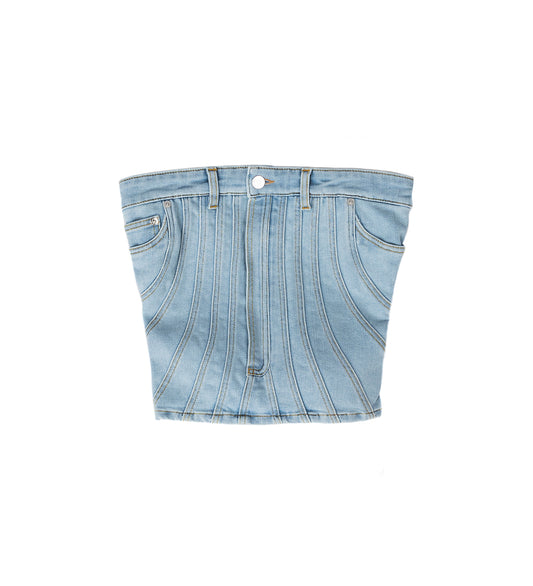 DENIM BUST TOP MEDIUM BLUE
