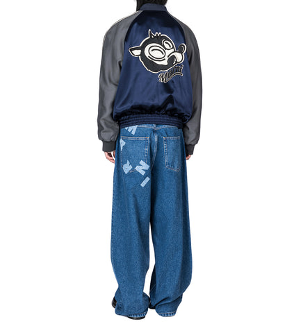 LOGO PATCH DENIM PANTS BLUE