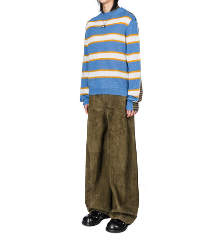 BLUE STRIPED MOHAIR AND WOOL HALF-AND-HALF SWEATER BLUE LILAC