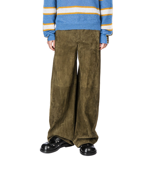 DEEP GREEN SUEDE TWISTED TROUSERS DEEPSAGE