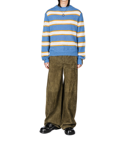 BLUE STRIPED MOHAIR AND WOOL HALF-AND-HALF SWEATER BLUE LILAC