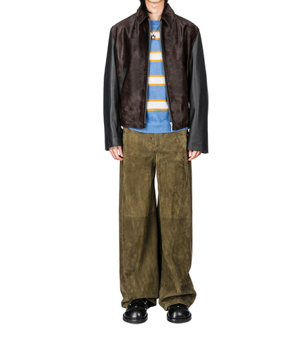 DEEP GREEN SUEDE TWISTED TROUSERS DEEPSAGE