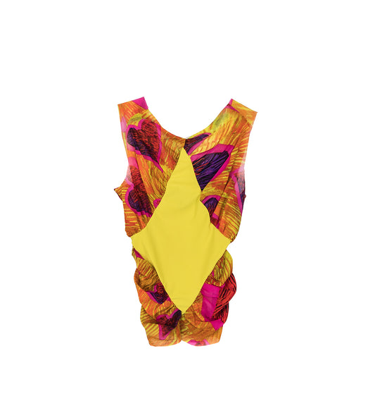 DIAMOND MESH TOP YELLOW & PINK