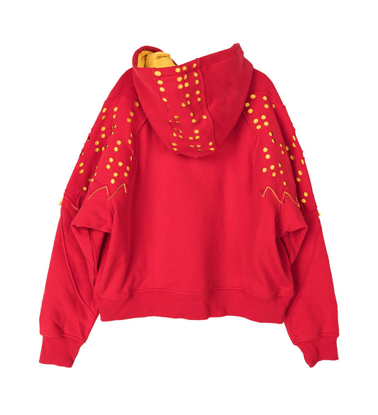 FOX LAB X KIKO KOSTADINOV PERFORATED FLEECE HOODIE CANDY RED