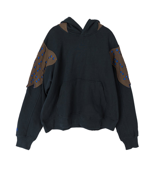 FOX LAB X KIKO KOSTADINOV PERFORATED FLEECE HOODIE BLACK RINSE