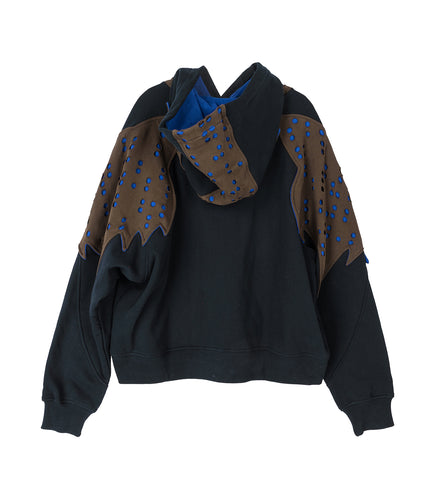 FOX LAB X KIKO KOSTADINOV PERFORATED FLEECE HOODIE BLACK RINSE