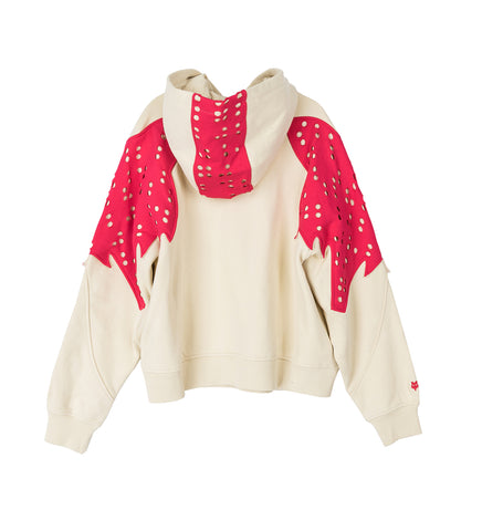 FOX LAB X KIKO KOSTADINOV PERFORATED FLEECE HOODIE NATURAL