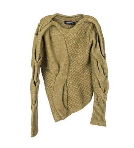 KIKO KOSTADINOV X THE DANTE COLLECTION ASYMMETRIC CABLE JUMPER OLIVE GREEN