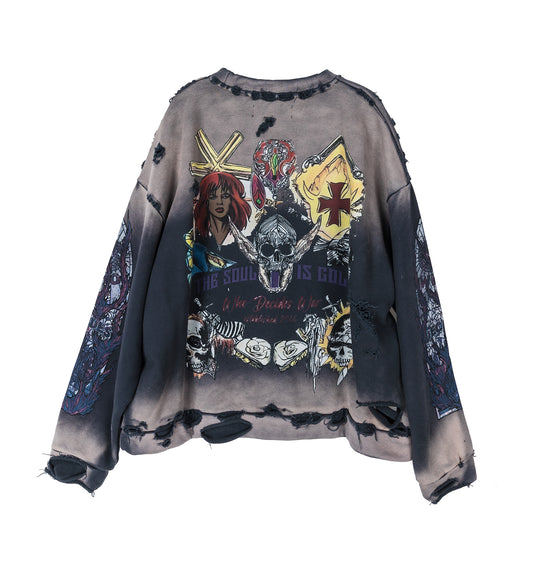 SKULL PULLOVER LAVENDER MULTI