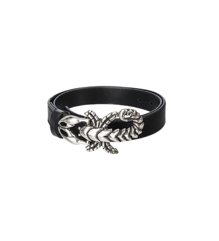 SCORPION BELT OILY BLACK LEATHER