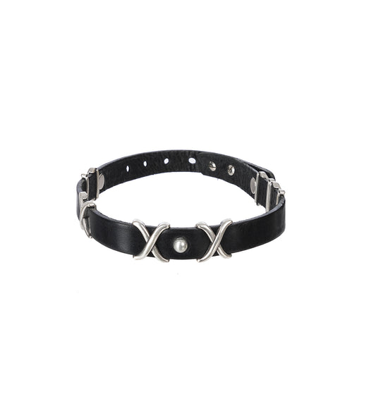 2 CM CHOCKER TRIO CROSS BLACK LEATHER