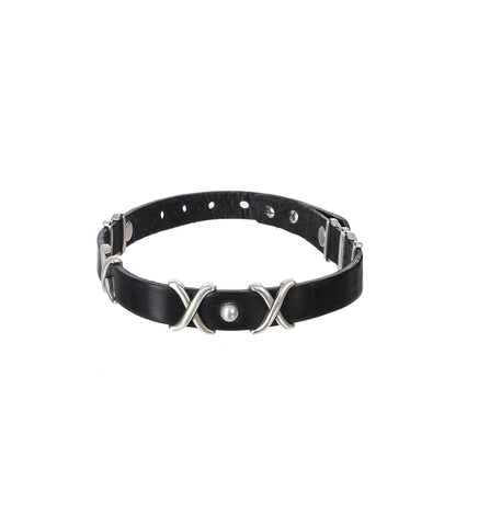 2 CM CHOCKER TRIO CROSS BLACK LEATHER