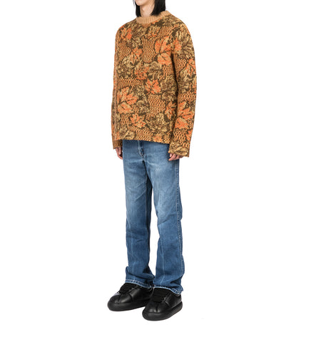 ERL LUREX JACQUARD RAW EDGES SWEATER GOLD