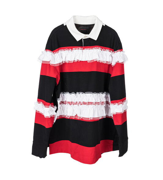 RUFFLE RUGBY SHIRT RED MULTI