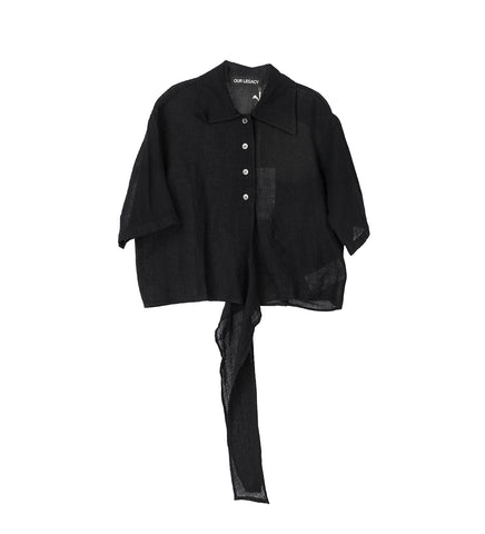 NANNAS SHIRT SHORTSLEEVE BLACK SPARSE CREPE WEAVE