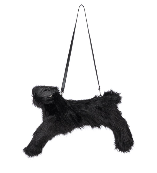 FAUX FUR HARE CROSSBODY BAG BLACK/CLEAR