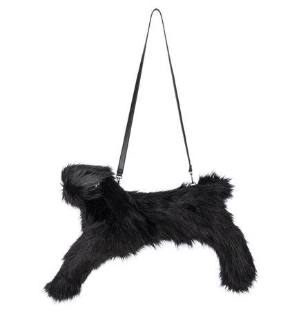 FAUX FUR HARE CROSSBODY BAG BLACK/CLEAR