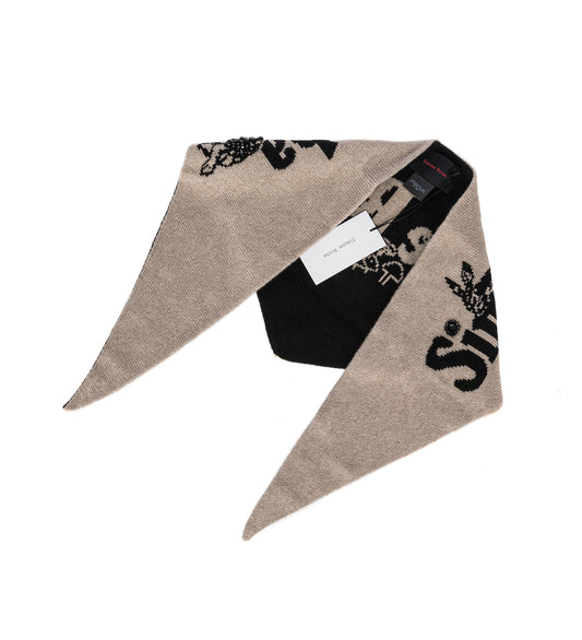 GRAPHIC LOGO KNIT NECKERCHIEF OAT/BLACK/JET