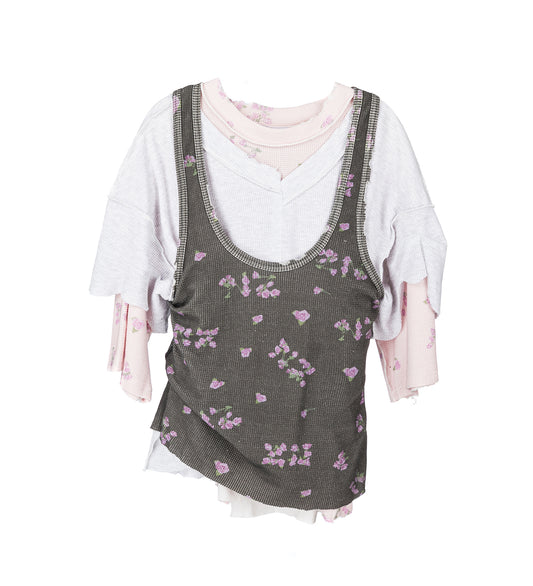 LAYERED TANK TOP PINK/GREY/BLACK