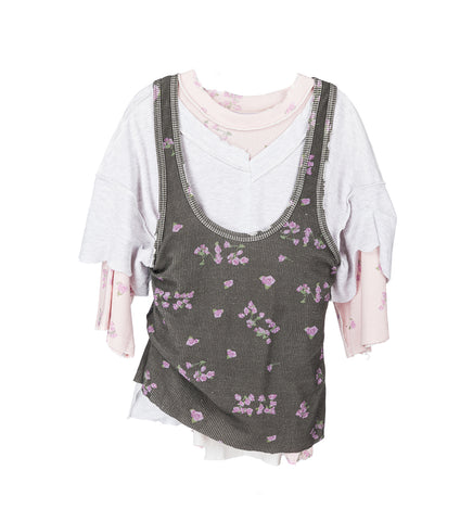 LAYERED TANK TOP PINK/GREY/BLACK