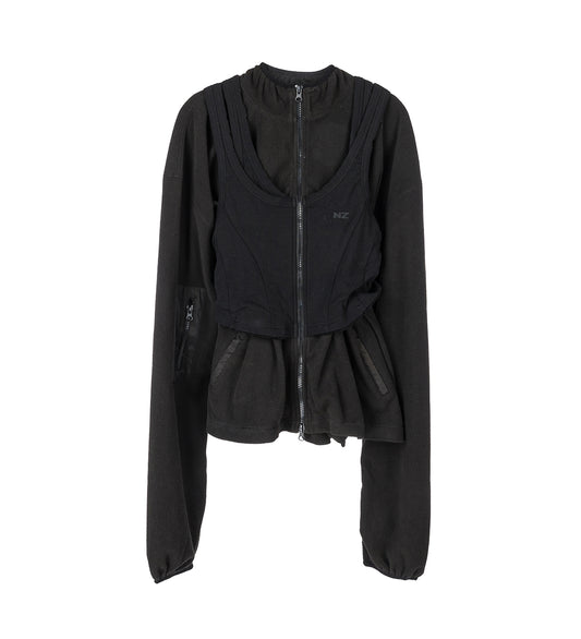 ZIP TANK FLEECE SWEATSHIRT BLACK