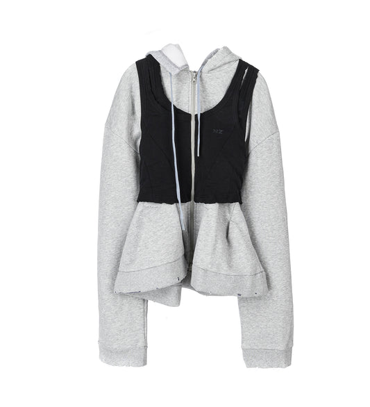 TANK TOP HOODIE GREY/BLACK