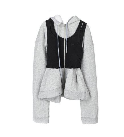 TANK TOP HOODIE GREY/BLACK
