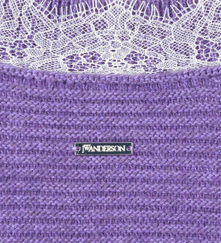 LACE TRIM V NECK JUMPER LAVENDER