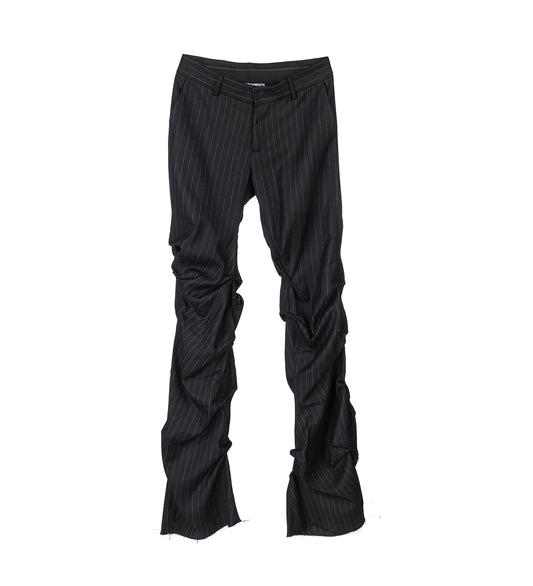 BOTCHED PINSTRIPE PANTS BLACK-WHITE STRIPED