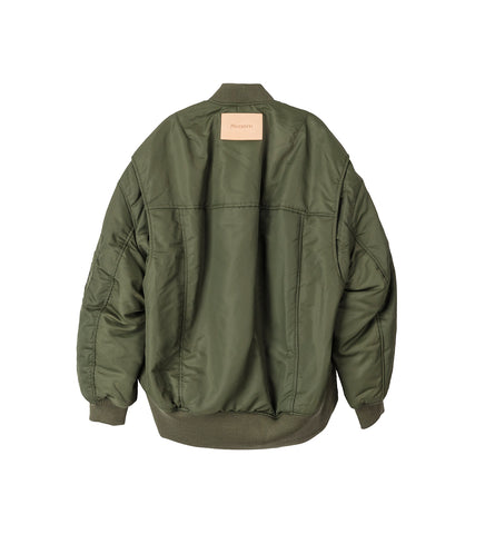 OVERSIZED CURVED HEM BOMBER JACKET OLIVE