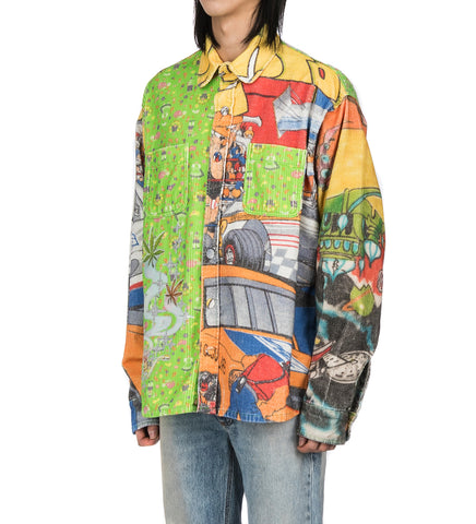 CORDUROY PRINTED OVERSHIRT GREEN