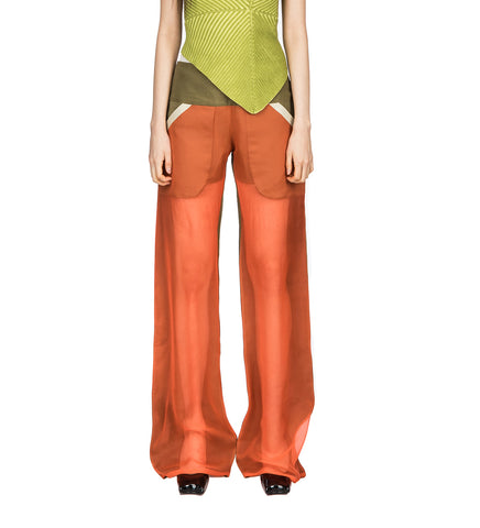 ARC CHIFFON TROUSERS KHAKI & ORANGE